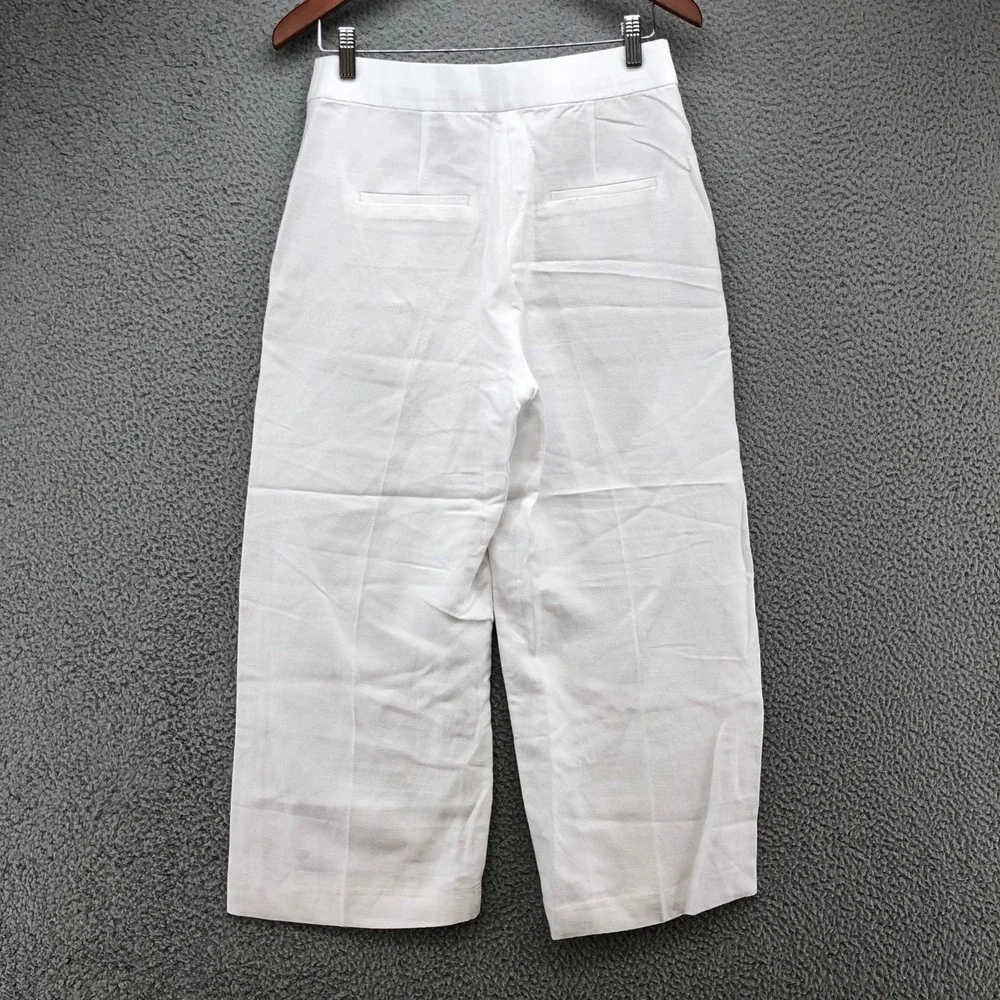 Wilfred Linen Pants Womens 6 Wide Leg High Rise White Classic Beach Resortwear